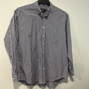 Vineyard Vines Slim Fit Tucker Shirt Sea Crest Gingham Deep Cobalt Blue Men's XL